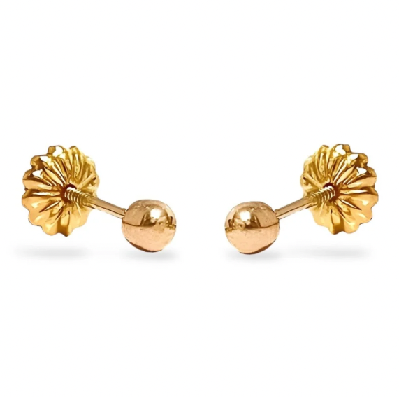 Aros Bolitas Atornilladas Oro 18K