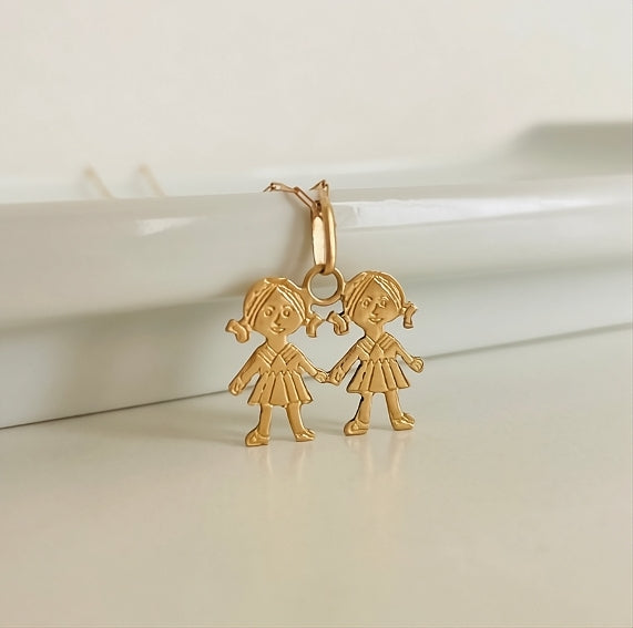 Colgante Dos Niñas Oro 18K