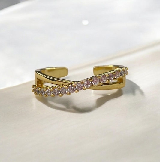 Anillo Brillo Cruzado Ajustable