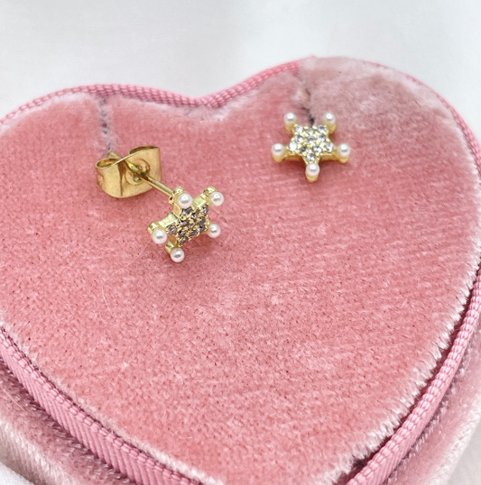 Aros Estrellas de Perlas 7 mm