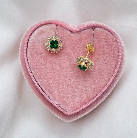 Aros Flor Esmeralda 9 mm