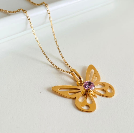 Colgante Mariposa con Circón Oro 18K