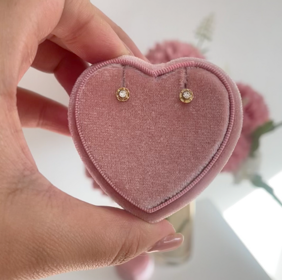 Aros Flor Oro Circón 14K