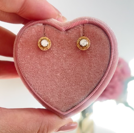 Aros Flor Oro Circón 14K