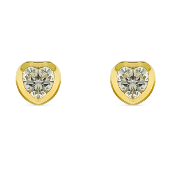 Aros Corazón con Piedra Oro 18K