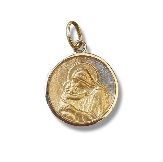 Colgante Virgen con Niño Oro 18K