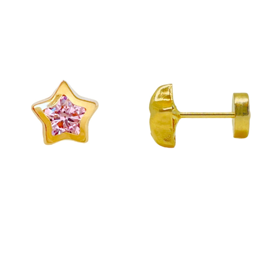 Aros Estrella con Piedra Oro 18K