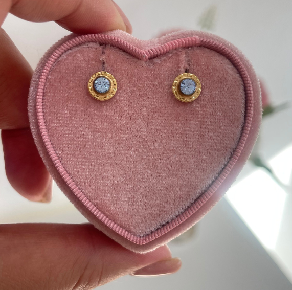 Aros Flor Oro  Celeste 14K