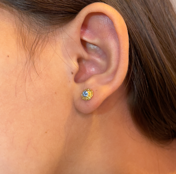 Aros Flor Oro Celeste 14K