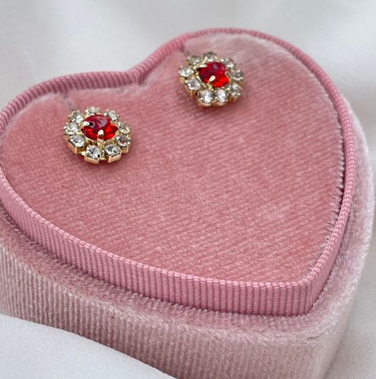 Aros Flor Rubí 9 mm