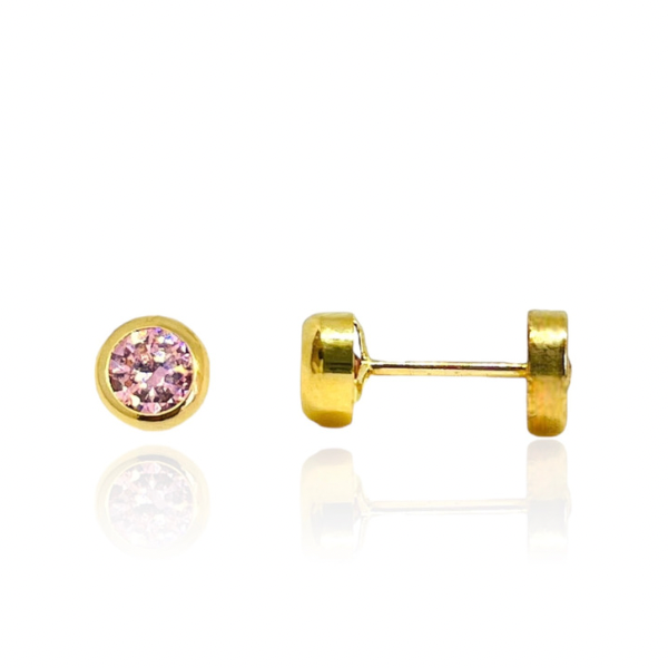 Aros Circulares con Piedras Oro 18K