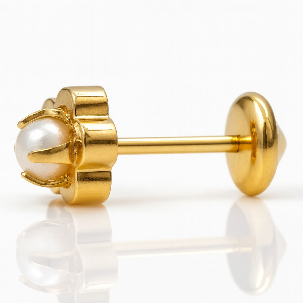 Aros Abridores Flor Perla 6 Mm