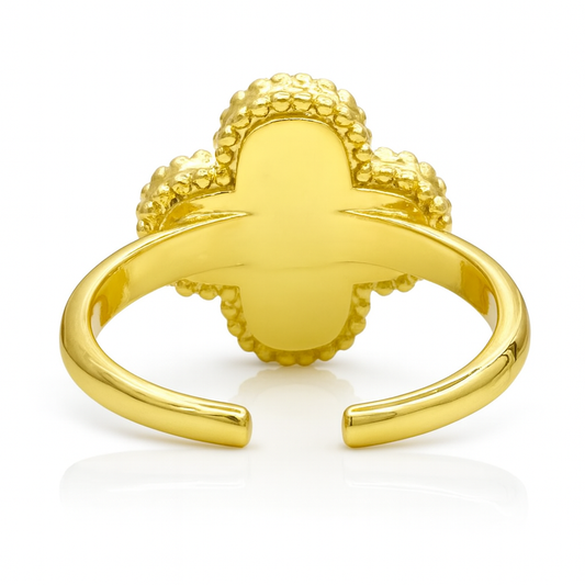 Anillo Trébol Facetado Ajustable