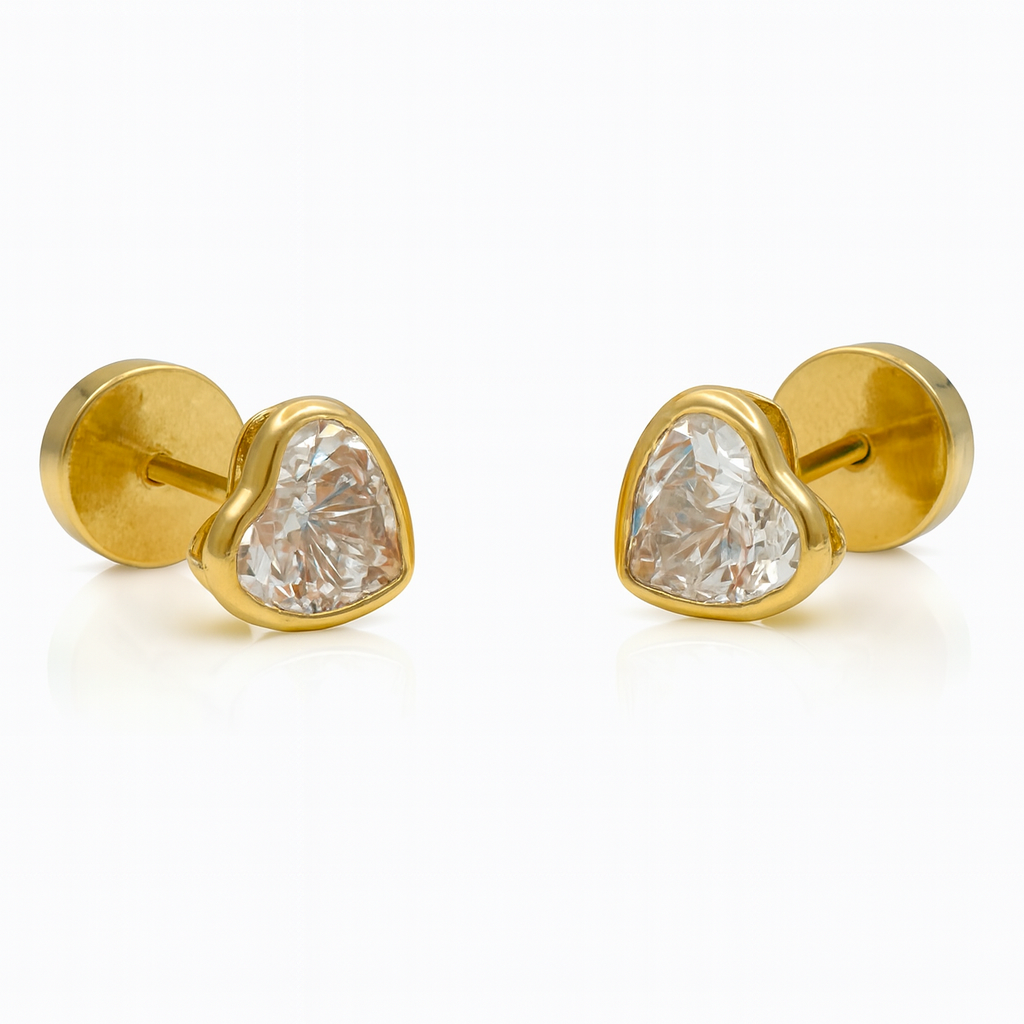 Aros Abridores Corazón Circón 6 Mm