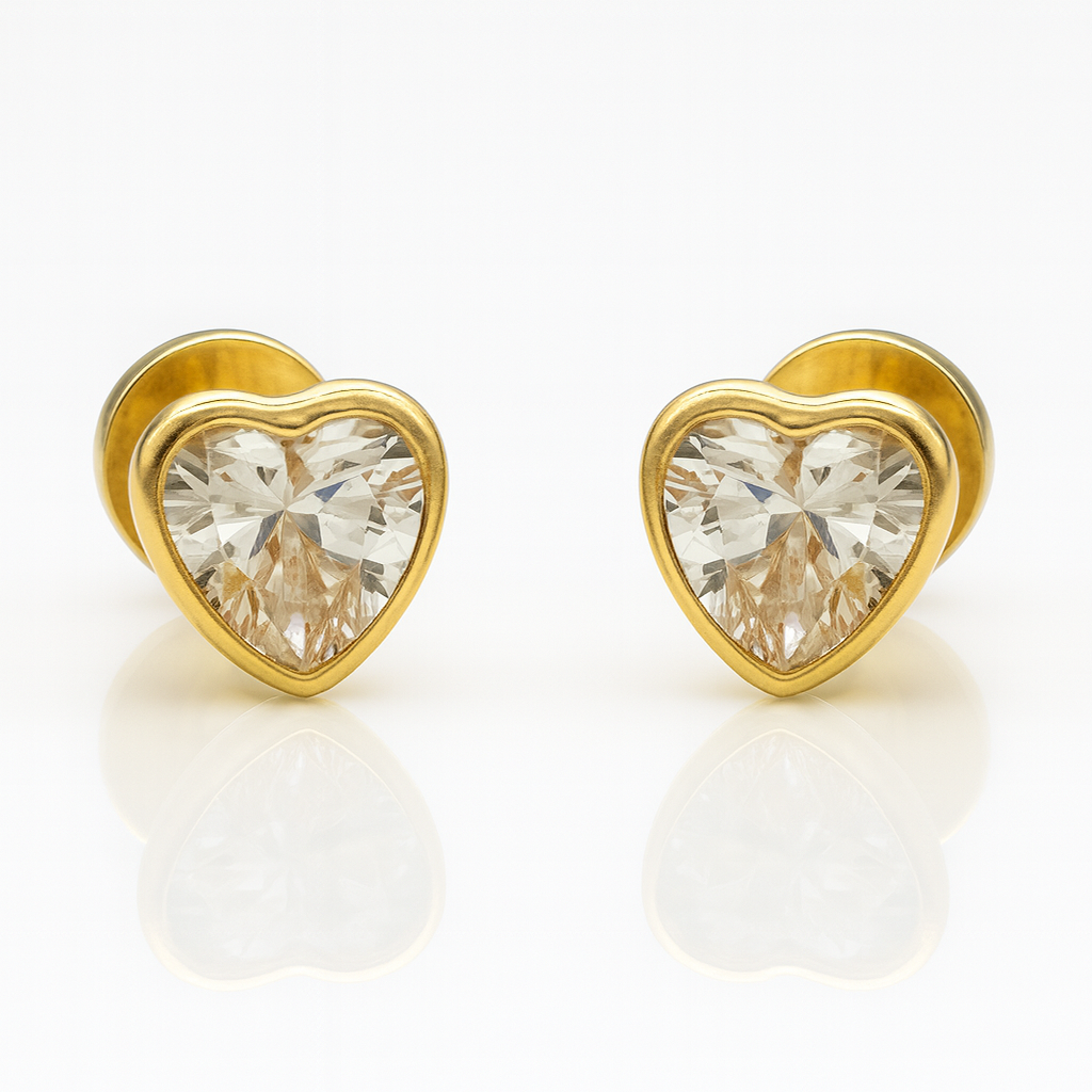 Aros Abridores Corazón Circón 6 Mm