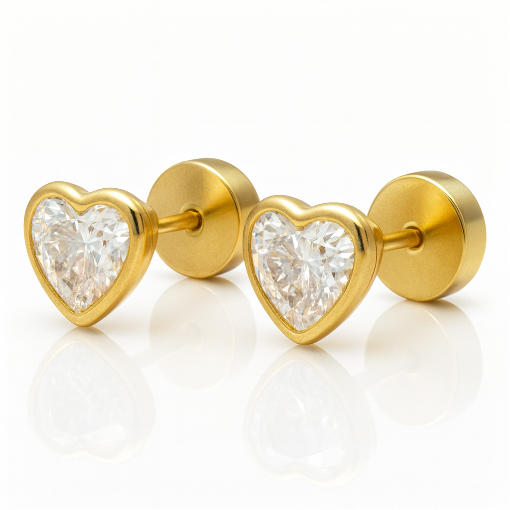 Aros Abridores Corazón Circón 6 Mm