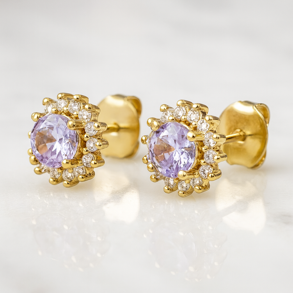 Aros Flor Amatista 10 Mm