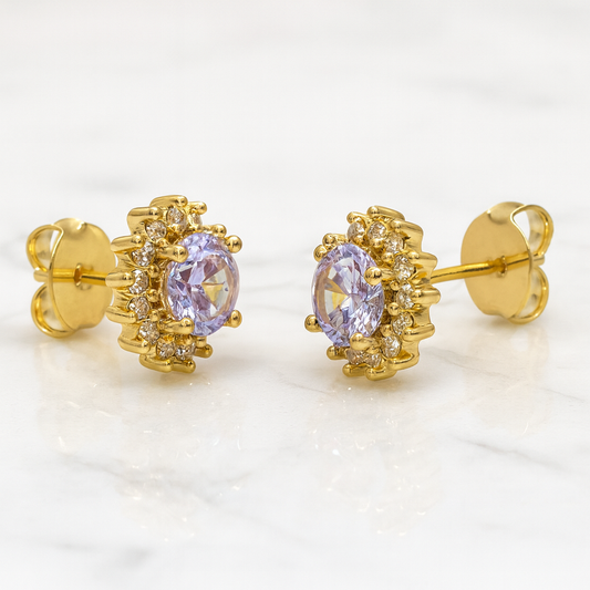 Aros Flor Amatista 10 Mm