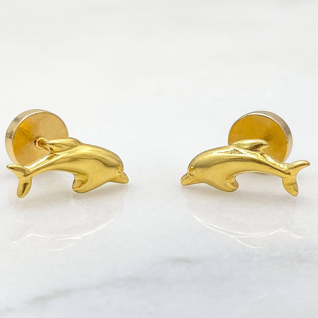 Aros Abridores Delfín Oro 18K