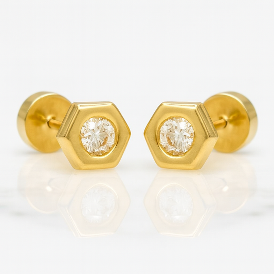Aros Hexagonal Oro 18K