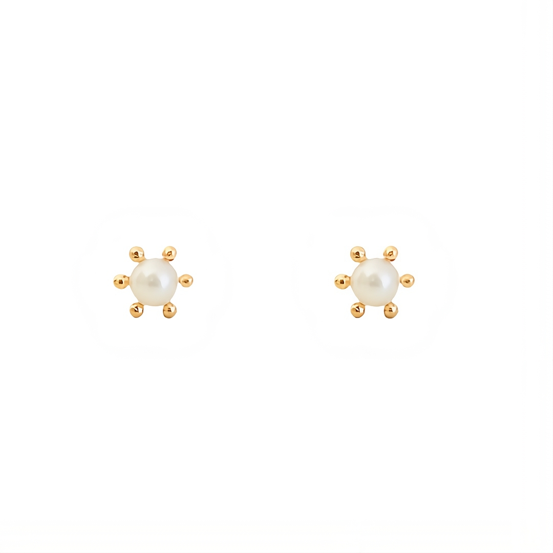 Aros Pistilos Perla Cultivada Oro 18K