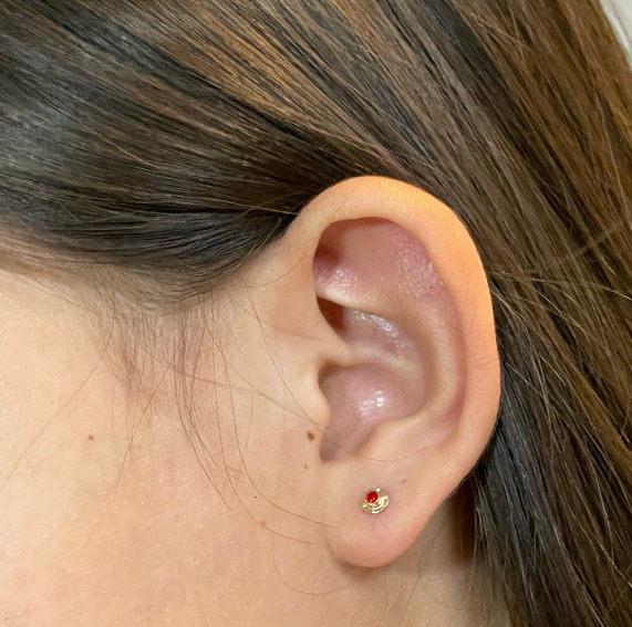 Aros Flor Oro Rojo 14K