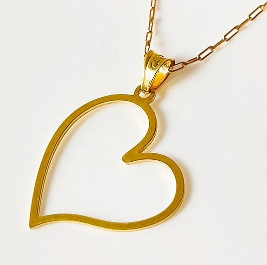 Colgante Silueta Corazón Grande Oro 18K