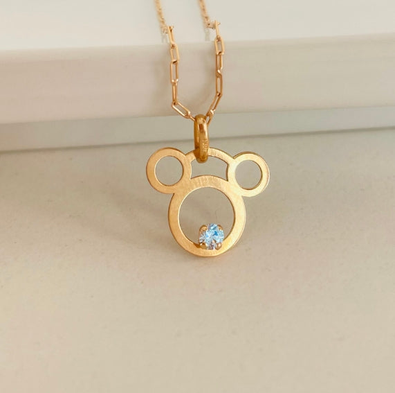 Colgante Mickey con Circón Oro 18K