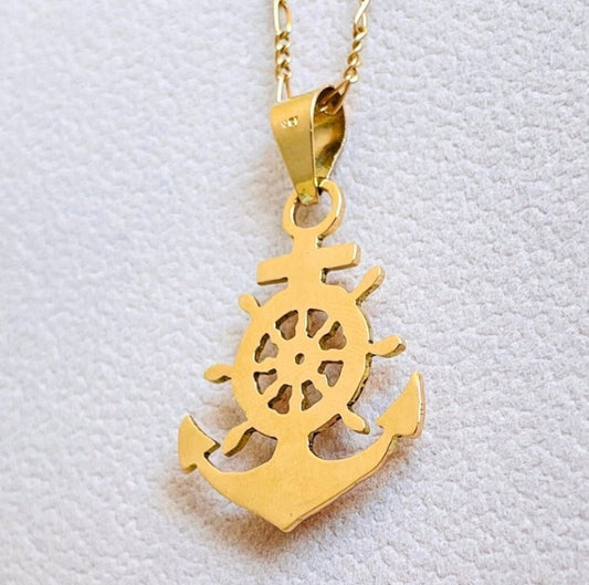 Colgante Timón Ancla Oro 18K