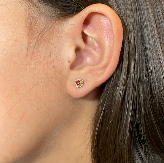 Aros Flor Oro Rojo 14K