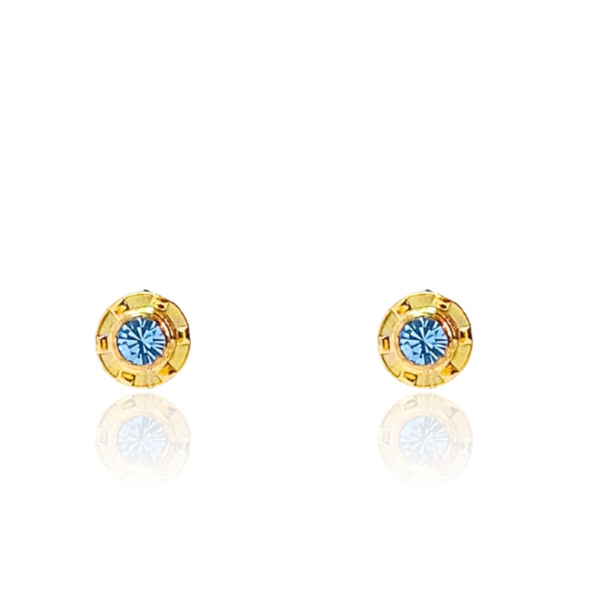 Aros Flor Oro  Celeste 14K