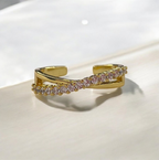 Anillo Brillo Cruzado Ajustable