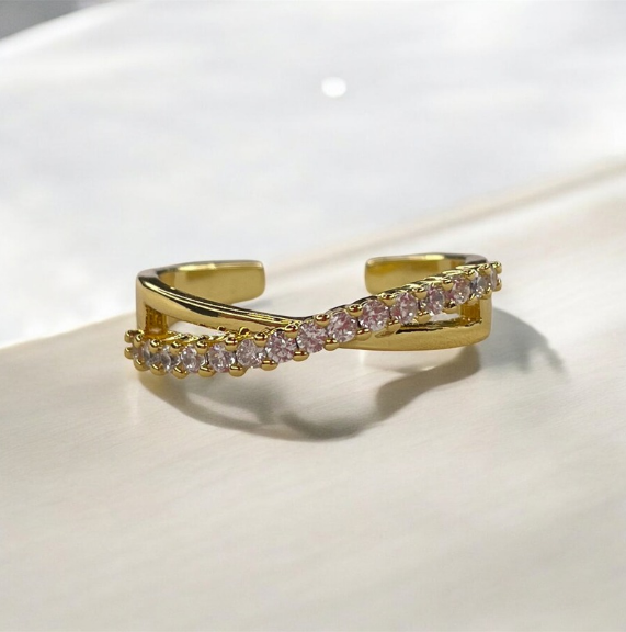 Anillo Brillo Cruzado Ajustable