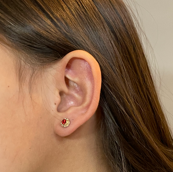 Aros Flor Oro Rojo 14K