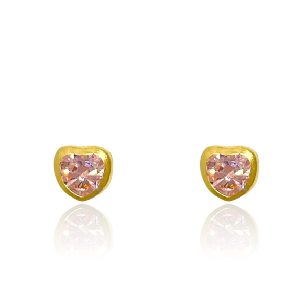 Aros Corazón con Piedra Oro 18K