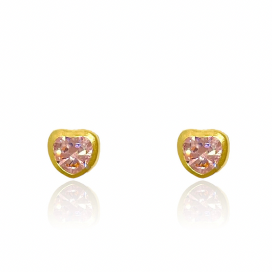 Aros Corazón con Piedra Oro 18K