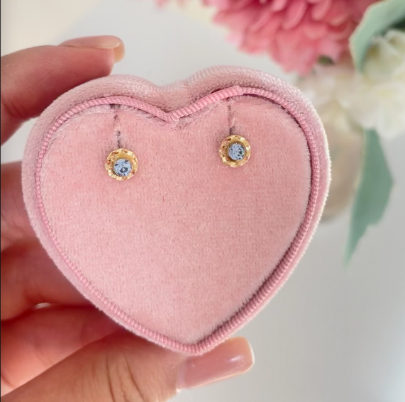 Aros Flor Oro  Celeste 14K