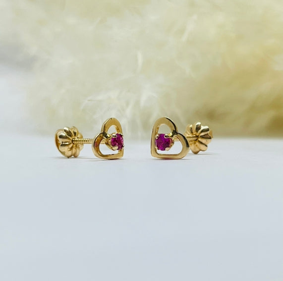 Aros Corazón con Circón Oro 18K