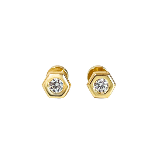 Aros Hexagonal Oro 18K