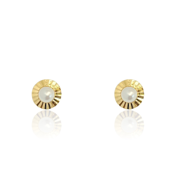 Aros Perlas Facetadas Oro 18K