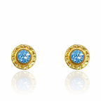 Aros Flor Oro  Celeste 14K