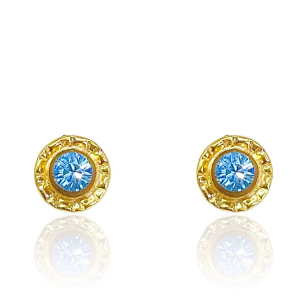 Aros Flor Oro  Celeste 14K
