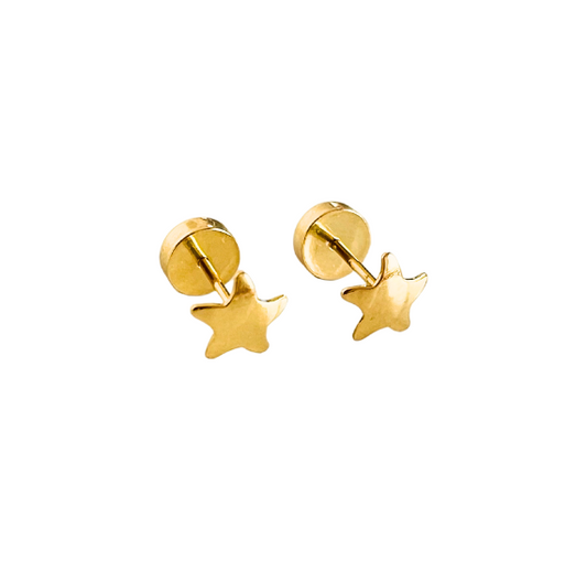 Aros Estrella Lisa Oro 18K