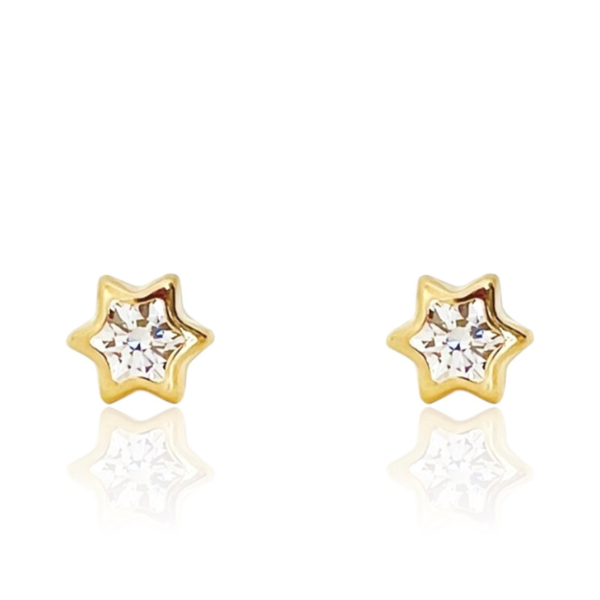 Aros Estrella con Piedra Oro 18K