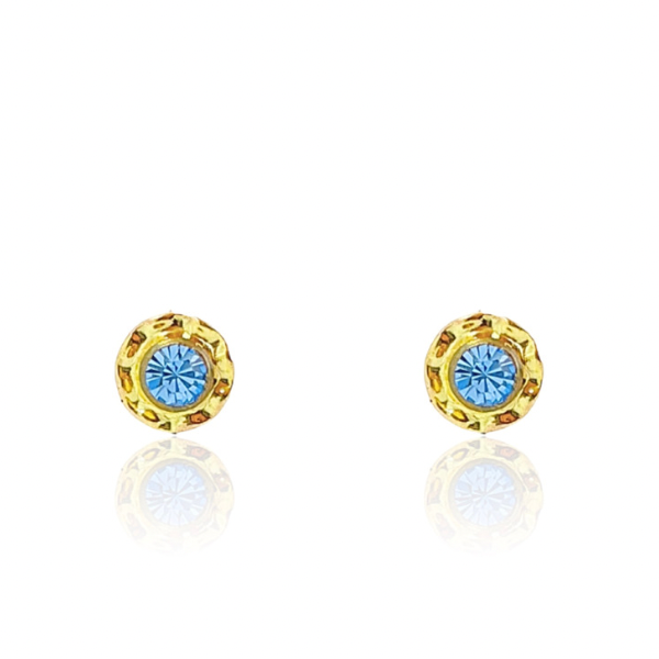 Aros Flor Oro  Celeste 14K