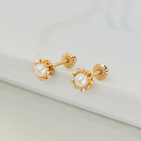 Aros Perla Cultivada Cuello Payaso Oro 18K