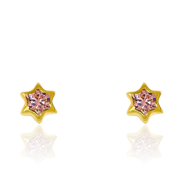 Aros Estrella con Piedra Oro 18K