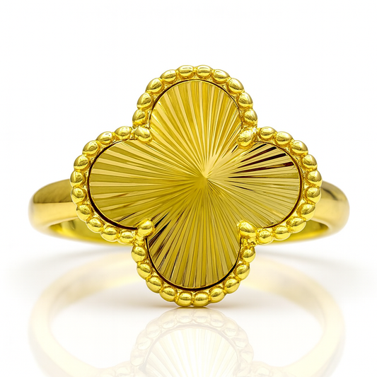 Anillo Trébol Facetado Ajustable