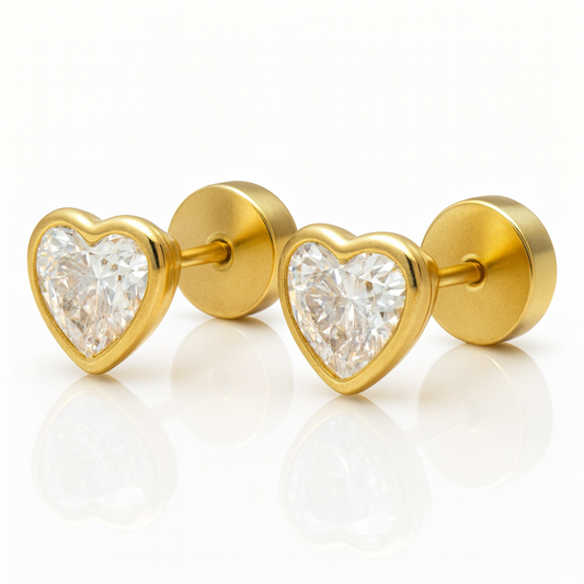Aros Abridores Corazón Circón 6 Mm