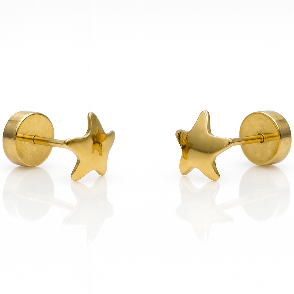 Aros Estrella Lisa Oro 18K